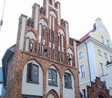 Rostock, das Walldienerhaus erbaut vor dem 15. Jahrhundert ist ein spätgotisches Giebelhaus und befindet sich hinter dem Rathaus.